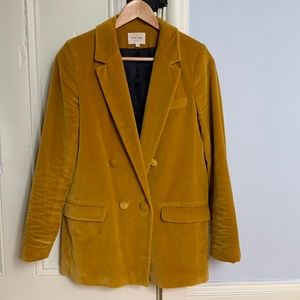 Sezane mustard velvet blazer